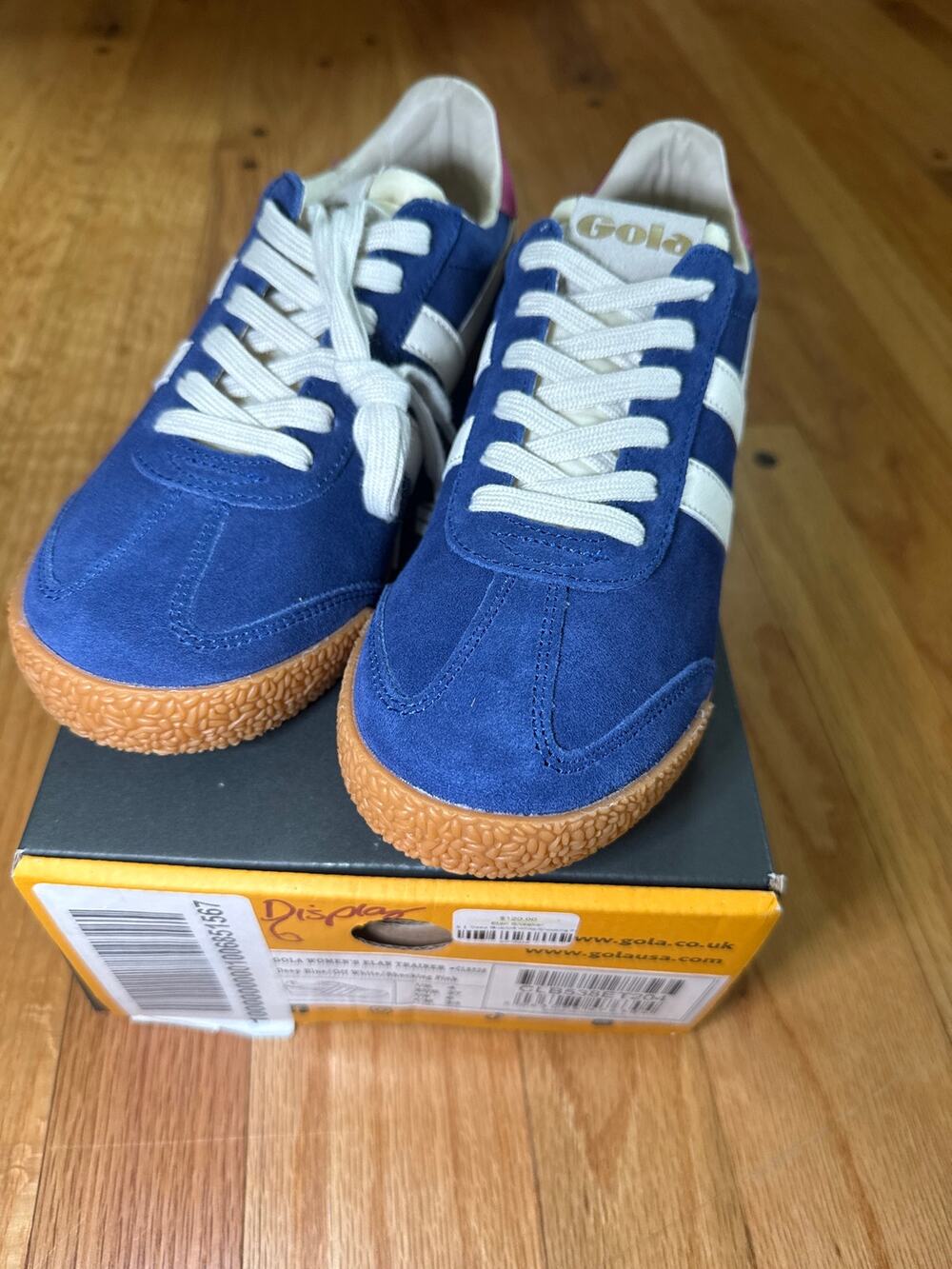 NEW Gola Elan Sneakers Women 6 Deep Blue Pink Suede Gum Sole CLB538 NIB